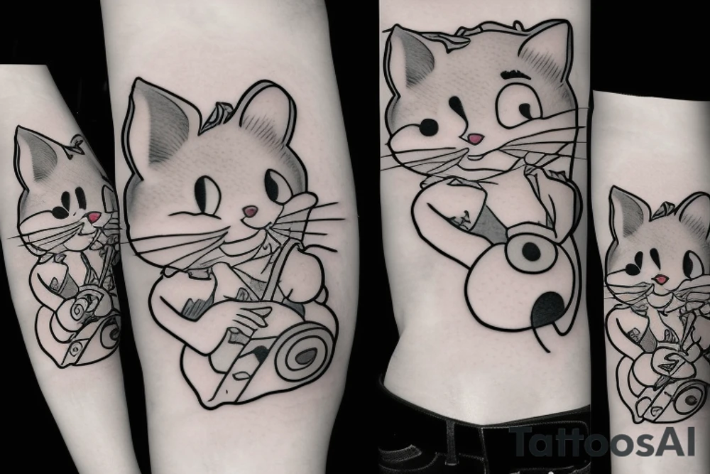 beautiful realistic tom and jerry tattoo idea