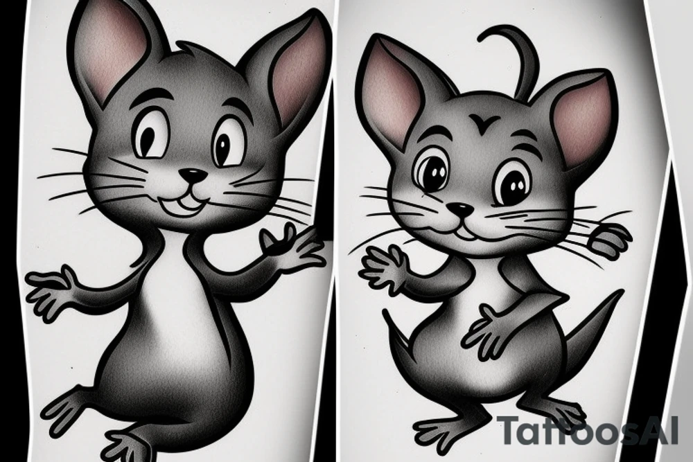 beautiful realistic tom and jerry tattoo idea