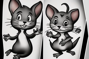 beautiful realistic tom and jerry tattoo idea