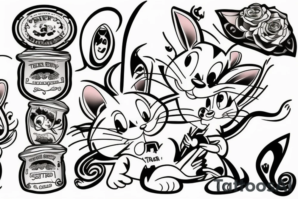 beautiful tom and jerry cartoon tattoo idea