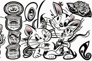 beautiful tom and jerry cartoon tattoo idea