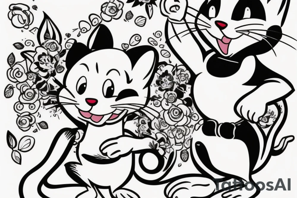 beautiful tom and jerry cartoon tattoo idea