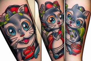 beautiful tom and jerry cartoon tattoo idea