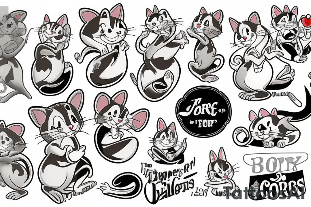beautiful tom and jerry cartoon tattoo idea
