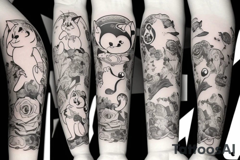 beautiful tom and jerry cartoon tattoo idea