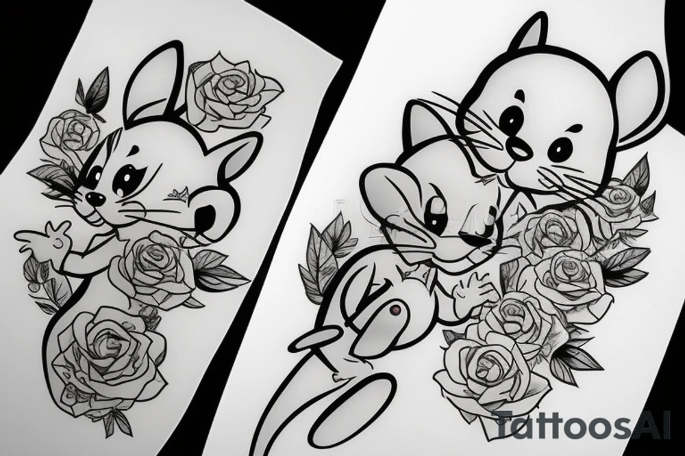 beautiful tom and jerry cartoon tattoo idea