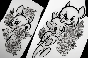 beautiful tom and jerry cartoon tattoo idea