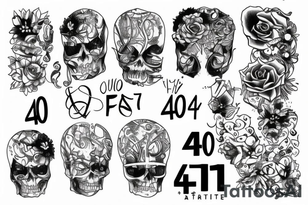 the number 404 vertically tattoo idea