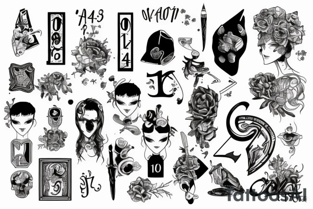 the number 404 vertically tattoo idea