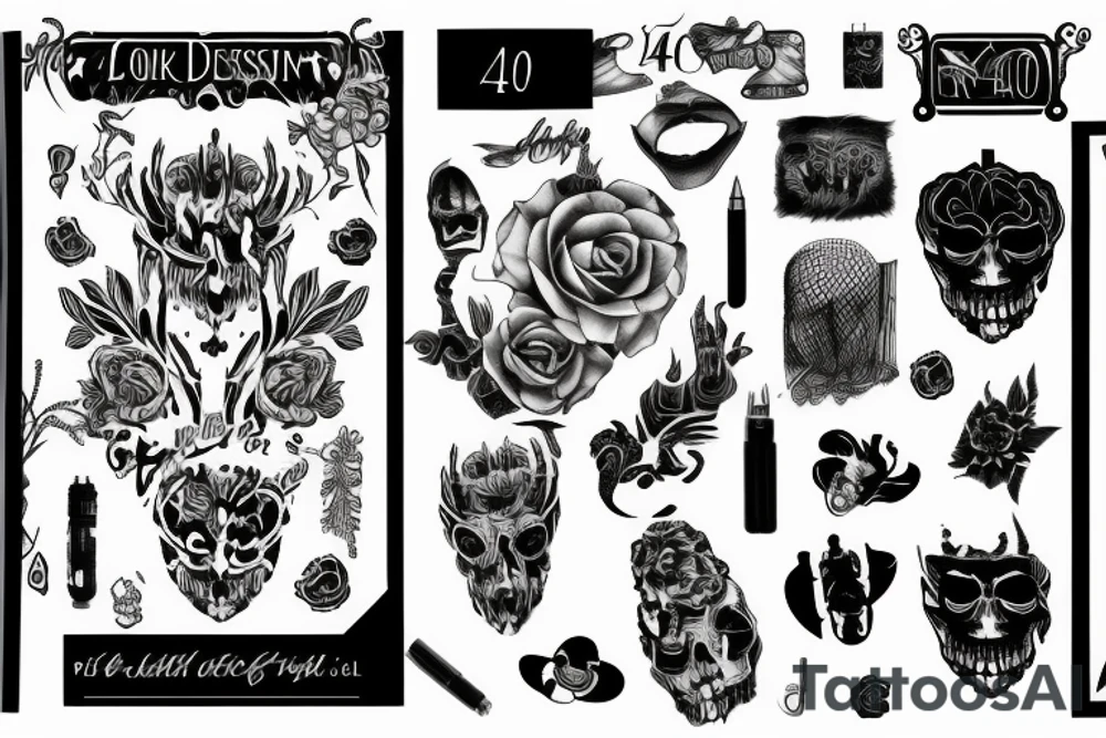 the number 404 vertically tattoo idea