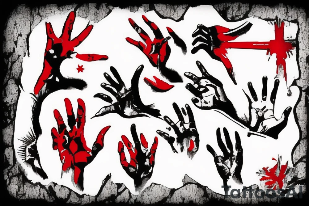 Ulster red hand Japan style Northern Ireland tattoo idea