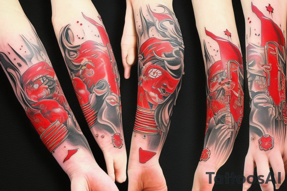 Red hand samurai tattoo idea