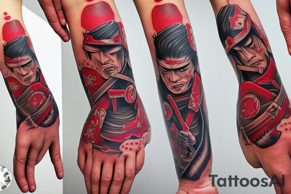 Red hand samurai tattoo idea