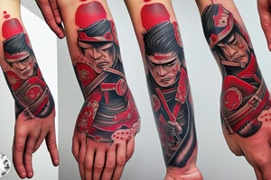 Red hand samurai tattoo idea