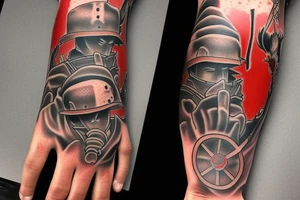 Red hand samurai tattoo idea