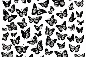 Broken clock with shattered glass fading into butterflies tattoo idea