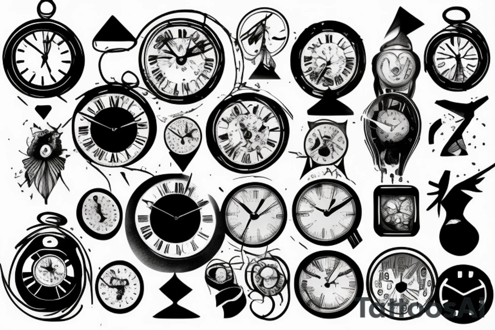Shattered clock tattoo idea