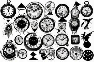 Shattered clock tattoo idea
