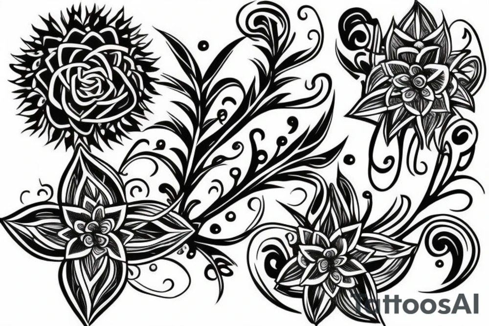 DNA structure with flowers tattoo idea