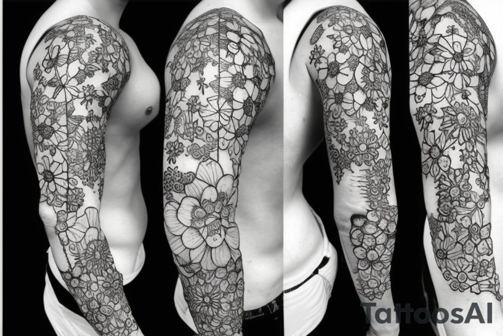 DNA structure with flowers tattoo idea