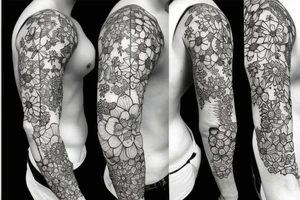 DNA structure with flowers tattoo idea