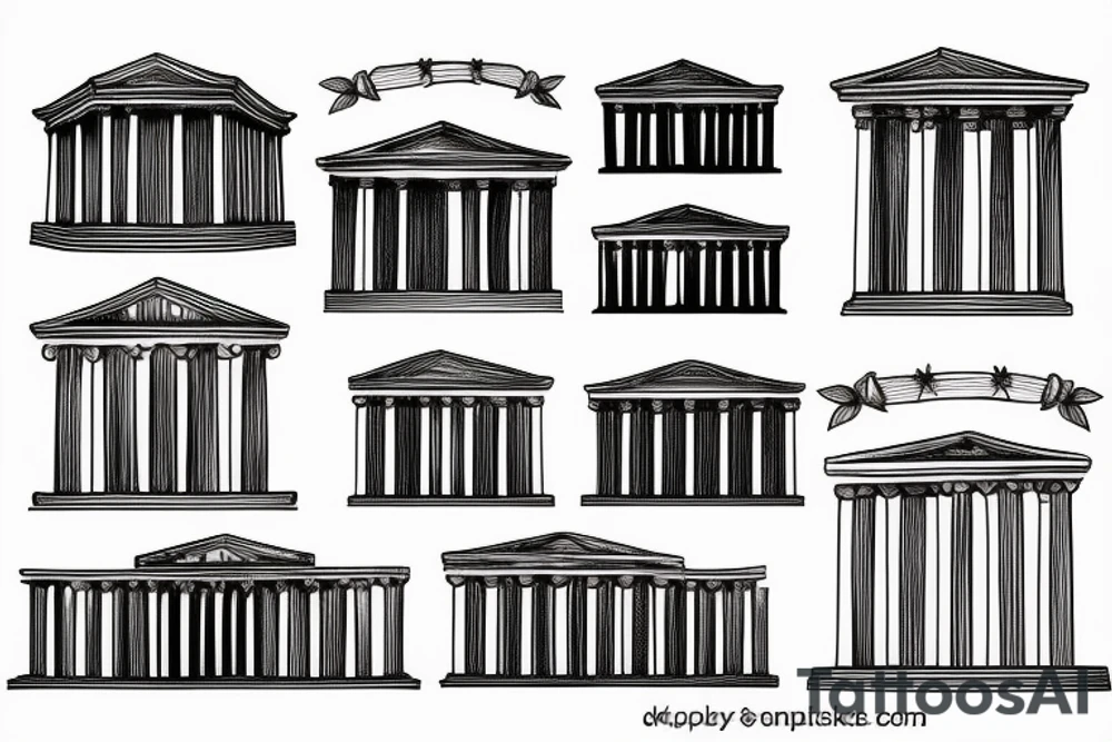 Simple tattoo of a greek building tattoo idea