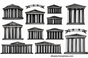 Simple tattoo of a greek building tattoo idea
