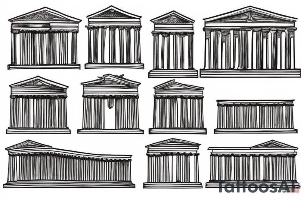 Simple tattoo of a greek building tattoo idea