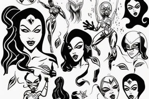 Black female superhero in mid transformation tattoo idea