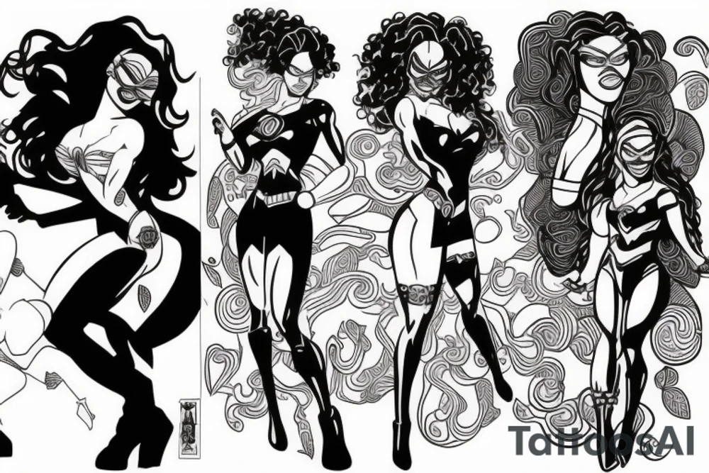 Black female superhero in mid transformation tattoo idea