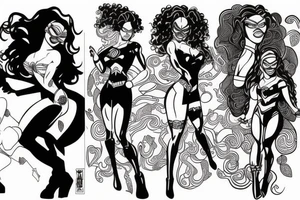 Black female superhero in mid transformation tattoo idea