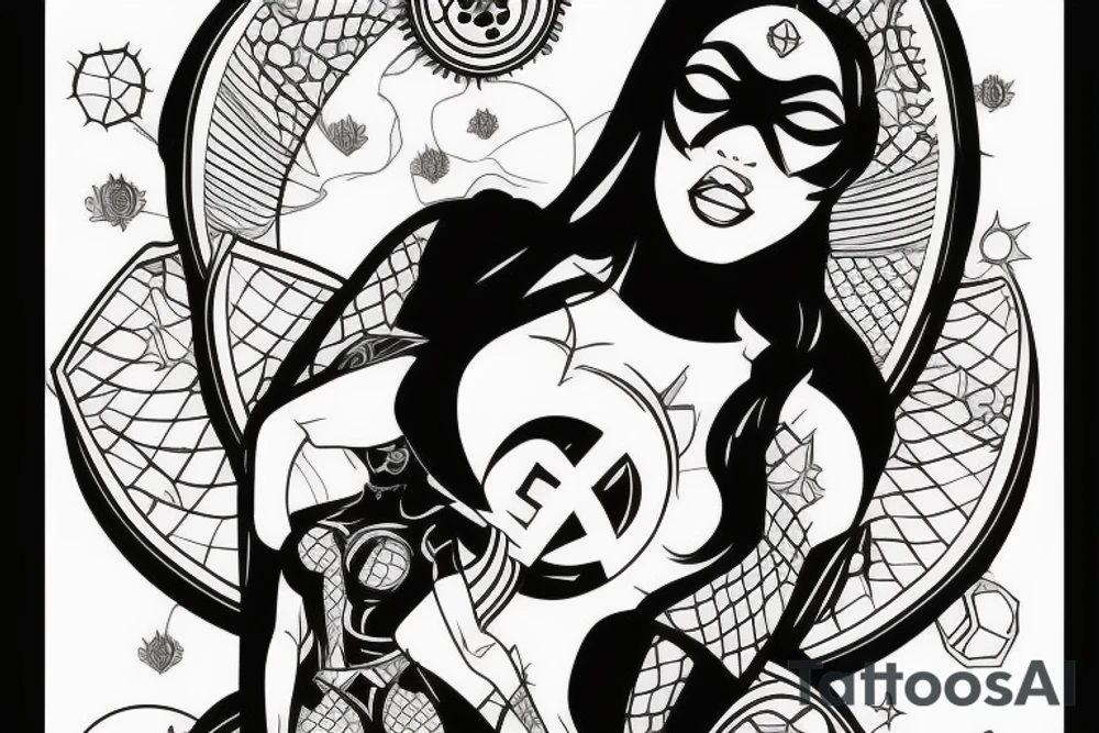 Black female superhero queen bee tattoo idea