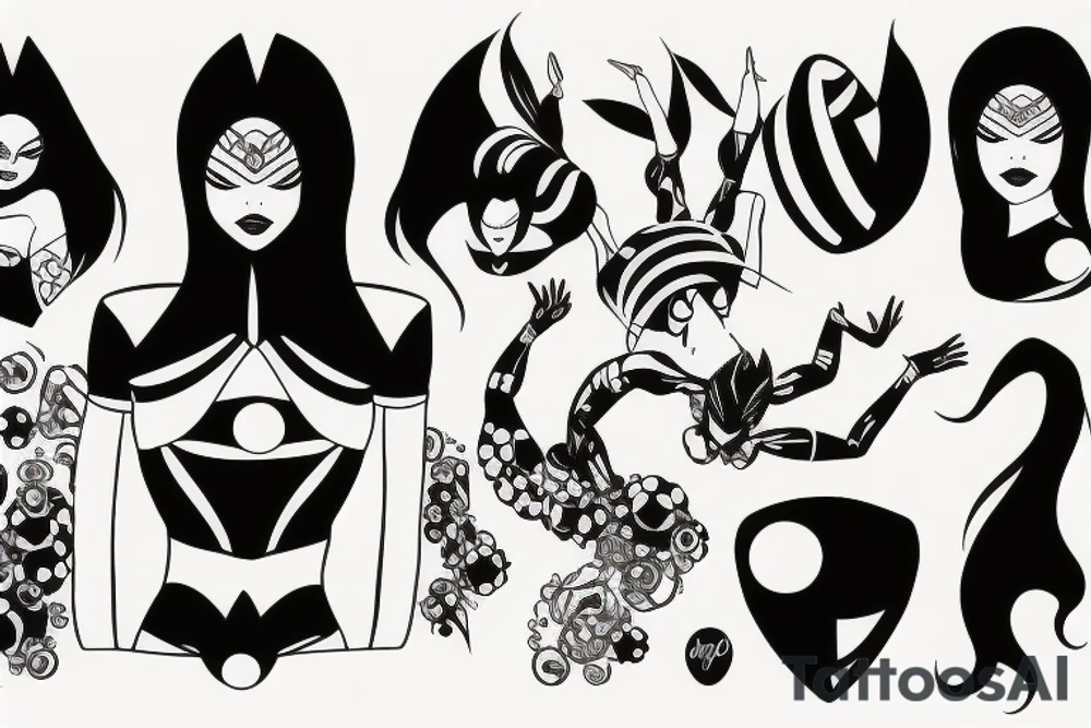Black female superhero queen bee tattoo idea