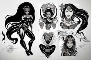 Black female superhero queen bee tattoo idea