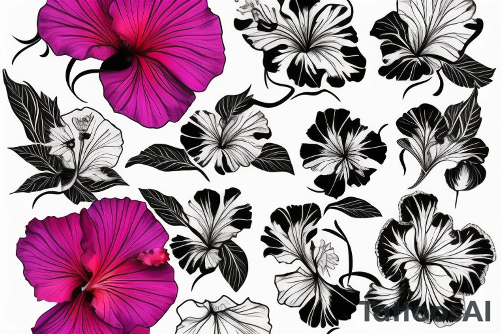 Glowing hibiscus flower tattoo idea