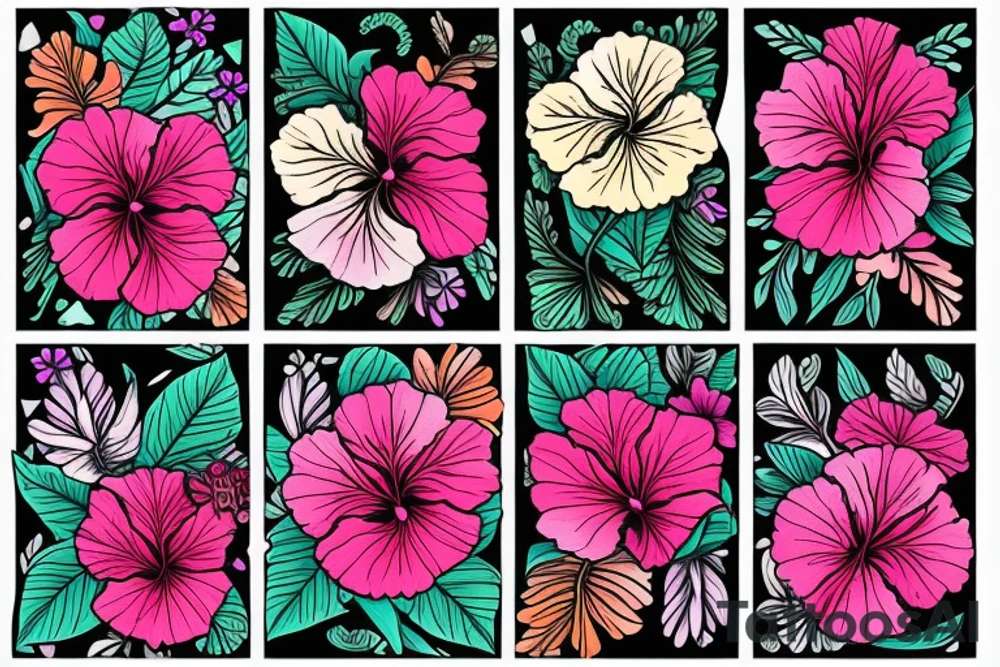 Glowing hibiscus flower tattoo idea