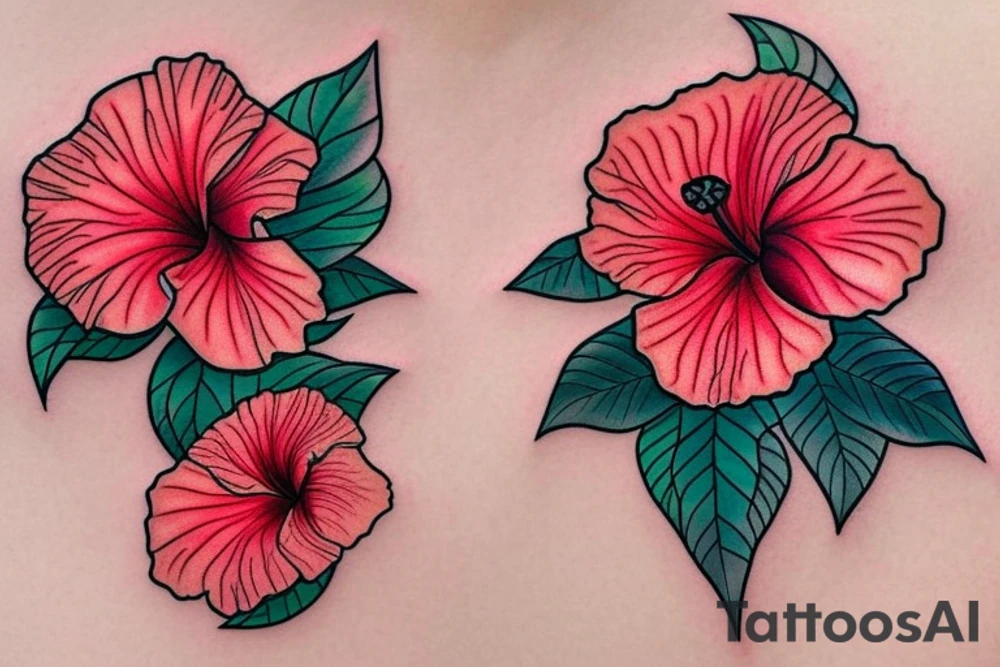 Glowing hibiscus flower tattoo idea