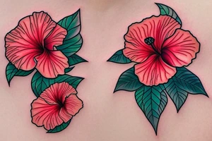 Glowing hibiscus flower tattoo idea