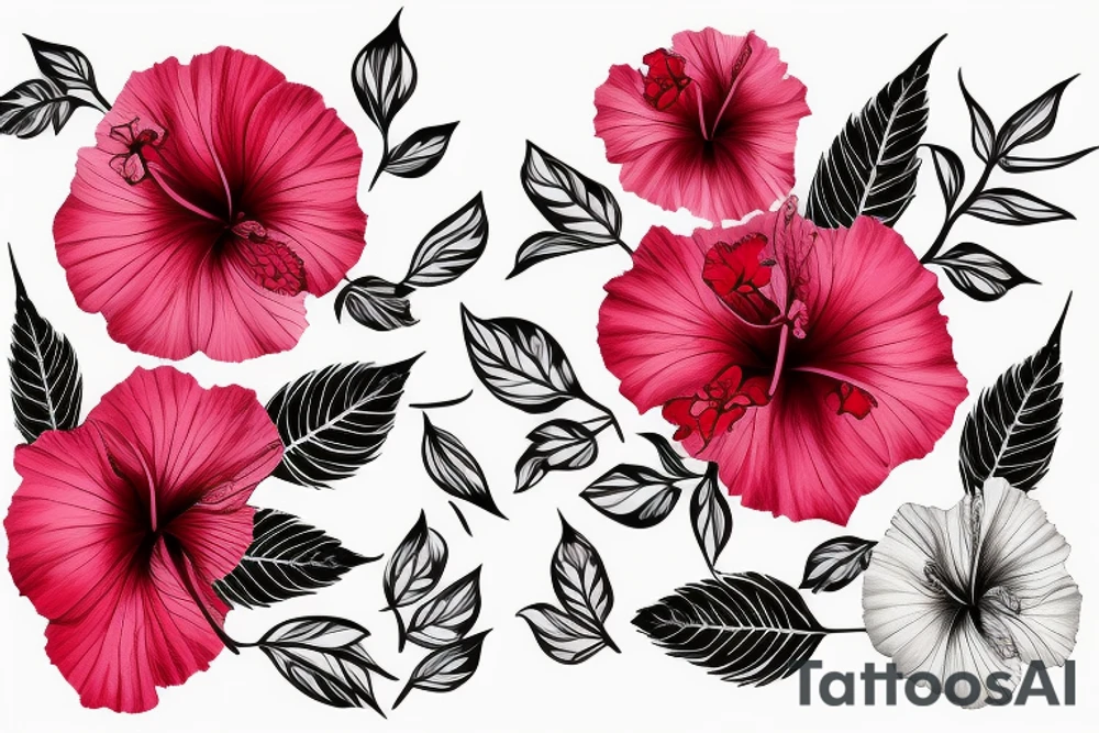 Glowing hibiscus flower tattoo idea