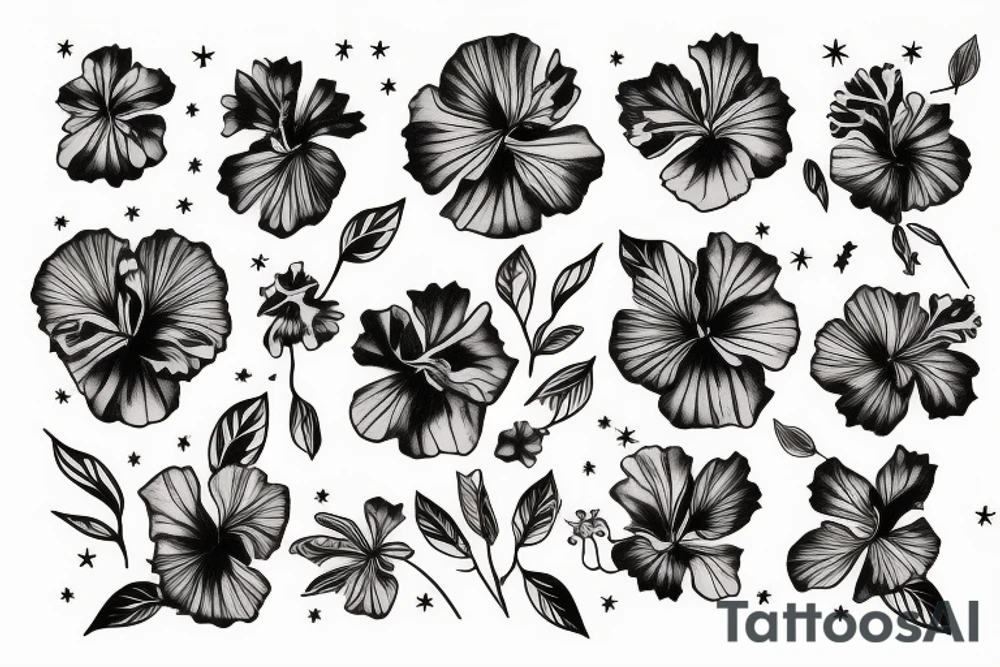 Glowing hibiscus flower tattoo idea