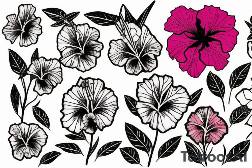 Glowing hibiscus flower tattoo idea
