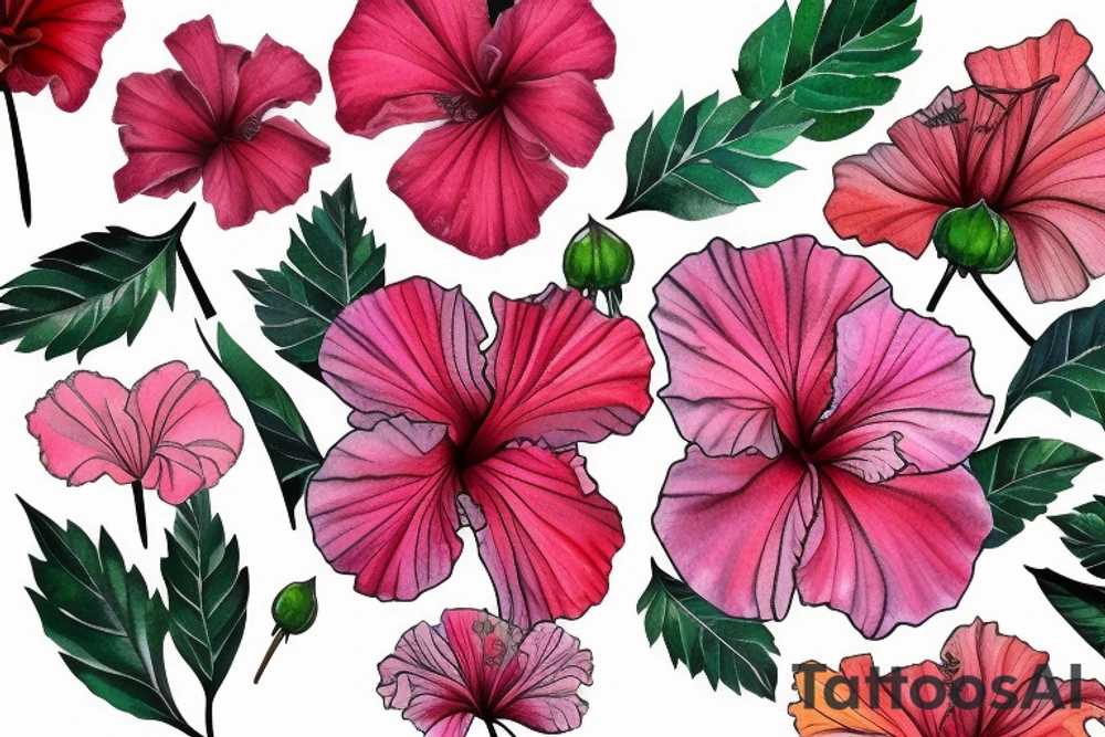 Glowing hibiscus flower tattoo idea