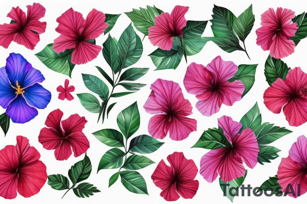 Glowing hibiscus flower tattoo idea