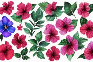 Glowing hibiscus flower tattoo idea