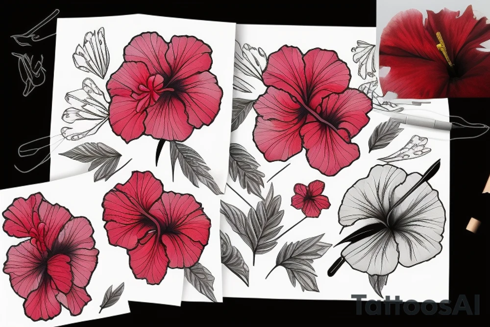 Glowing hibiscus flower tattoo idea