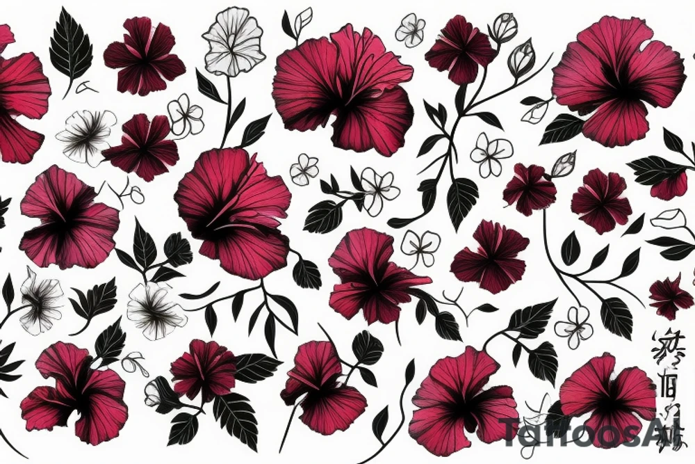 Glowing hibiscus flower tattoo idea