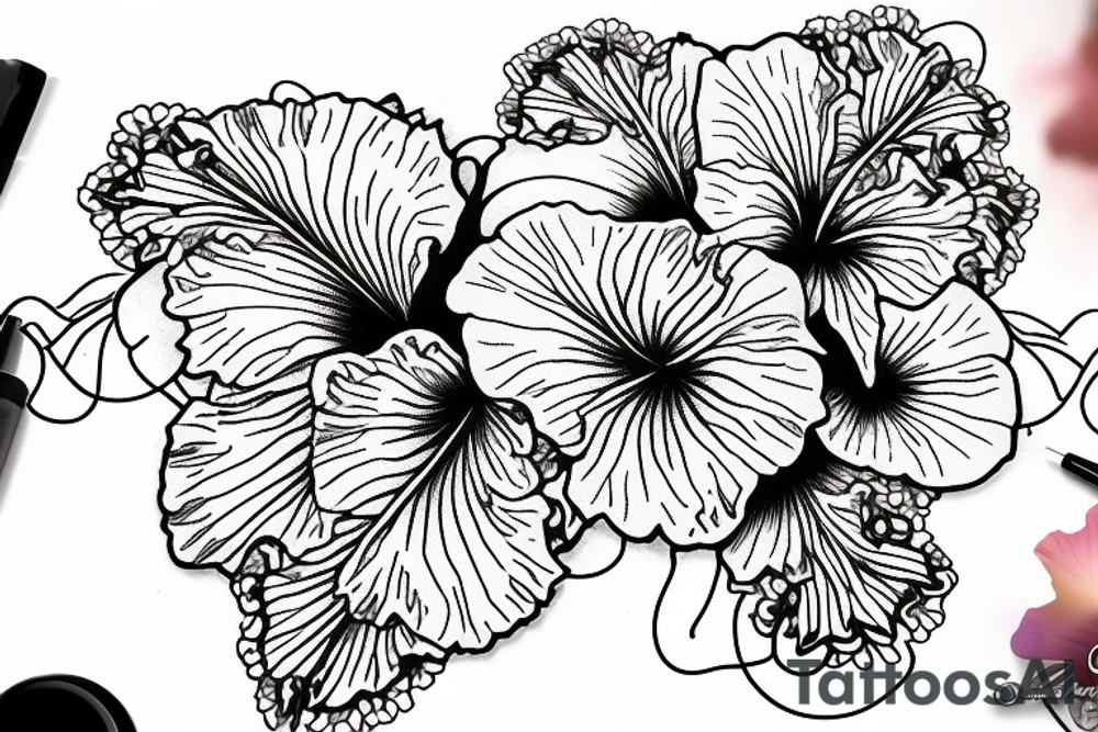 Glowing hibiscus flower tattoo idea
