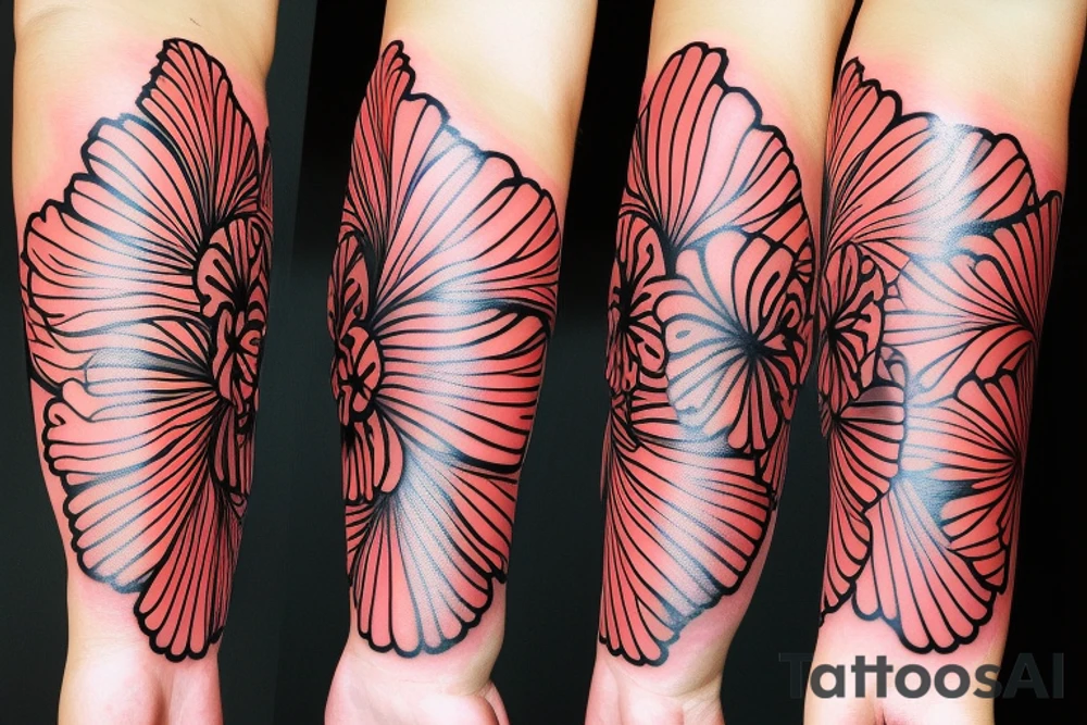 Glowing hibiscus flower tattoo idea