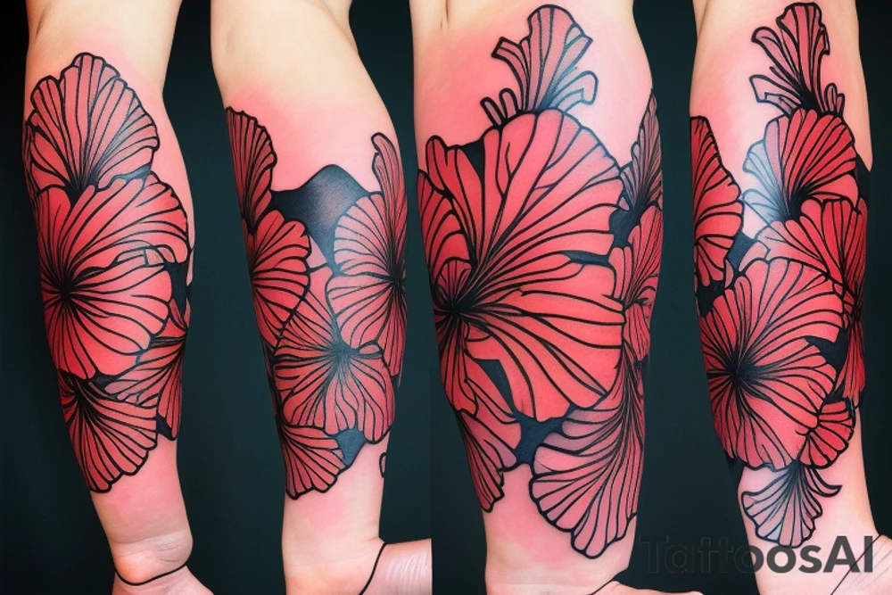 Glowing hibiscus flower tattoo idea