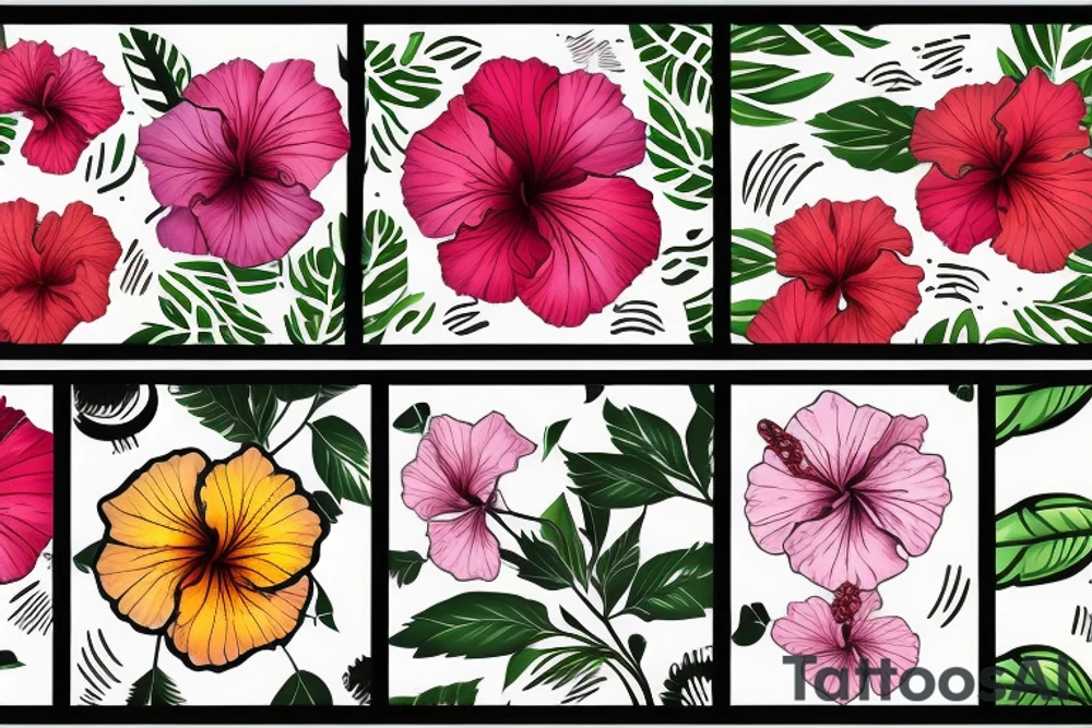 Glowing hibiscus flower tattoo idea